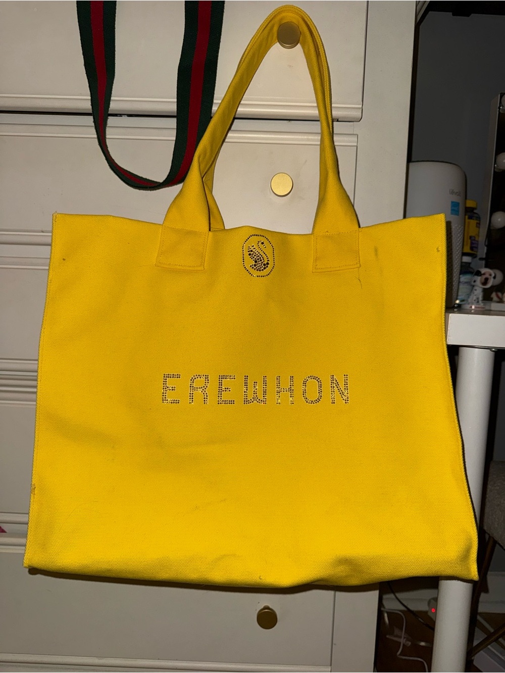EREWHON Bright Yellow Canvas Tote Bag with Logo Accent